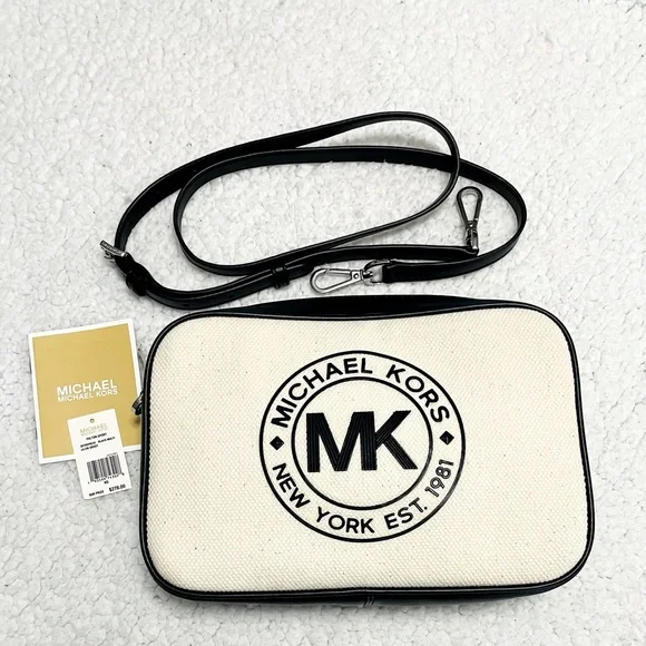 MICHAEL MICHAEL KORS Fulton Sport Large Canvas Crossbody Bag - Black & White - Picture 5 of 13